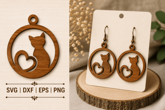 Download Cat Lover Dangle Earrings Laser Cut File - Laser cut file Collection