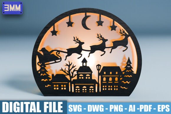 Download 3D Santa Sleigh Lantern Laser Cut File - Laser cut file Collection